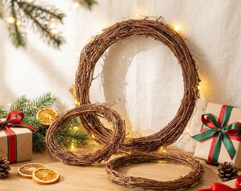 Einfacher Weidenkranzrohling, 10–30 cm langer natürlicher Rattanring für DIY-Bastelarbeiten, Weihnachtskränze und Blumengirlanden