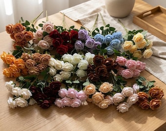 Künstlicher Rosenstrauß, Herbstliche Kunstblumen für die Vase, Herbstliches Blumenarrangement, Rustikale Hochzeitsdeko, Tischdekoration für Thanksgiving