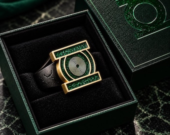 LANTERN Power Ring Replica - Realistic GL Ring , Dark Sci Fi Ring, Superhero Ring , Comic Book Jewelry, Green Statement Ring, Geek Gift