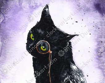 Dapper is as Dapper Does: Fine Art Watercolour Black Cat Print