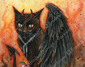 Cat of Ineffable Evil - Fine Art Watercolour Black Cat Print