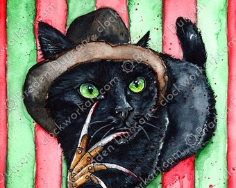 Dream Killer Kitten: Fine Art Watercolour Black Cat Print