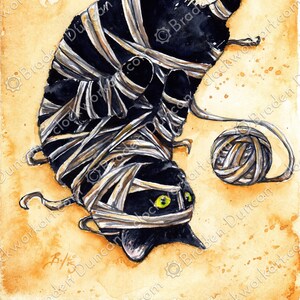 Mummy Kitten: Fine Art Watercolour Black Cat Print
