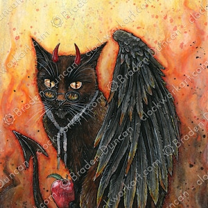 Katze des unsagbaren Bösen - Fine Art Aquarell Schwarze Katze Kunstdruck