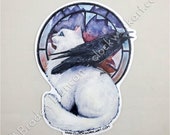 The Sky Won 39 t Fall Forever Die Cut Vinyl Sticker Watercolour Crow Cat
