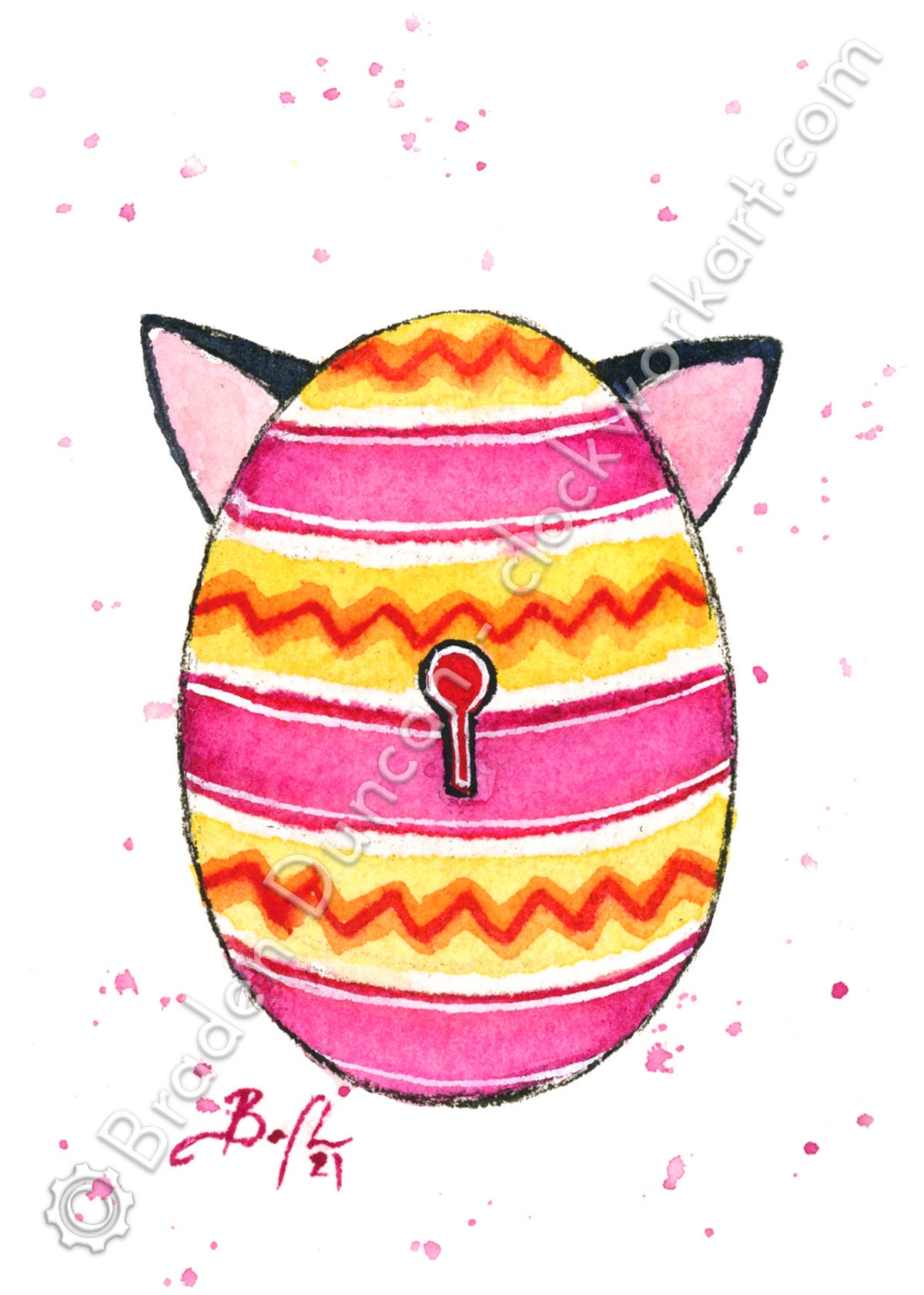 ORIGINAL Watercolour Mini Kitten Egg III ACEO Easter Egg Cat Etsy