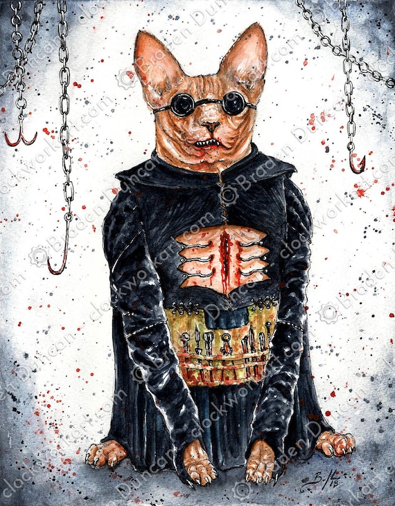 Butter-paw Kitten Fine Art Watercolour Horror Movie Cat Print