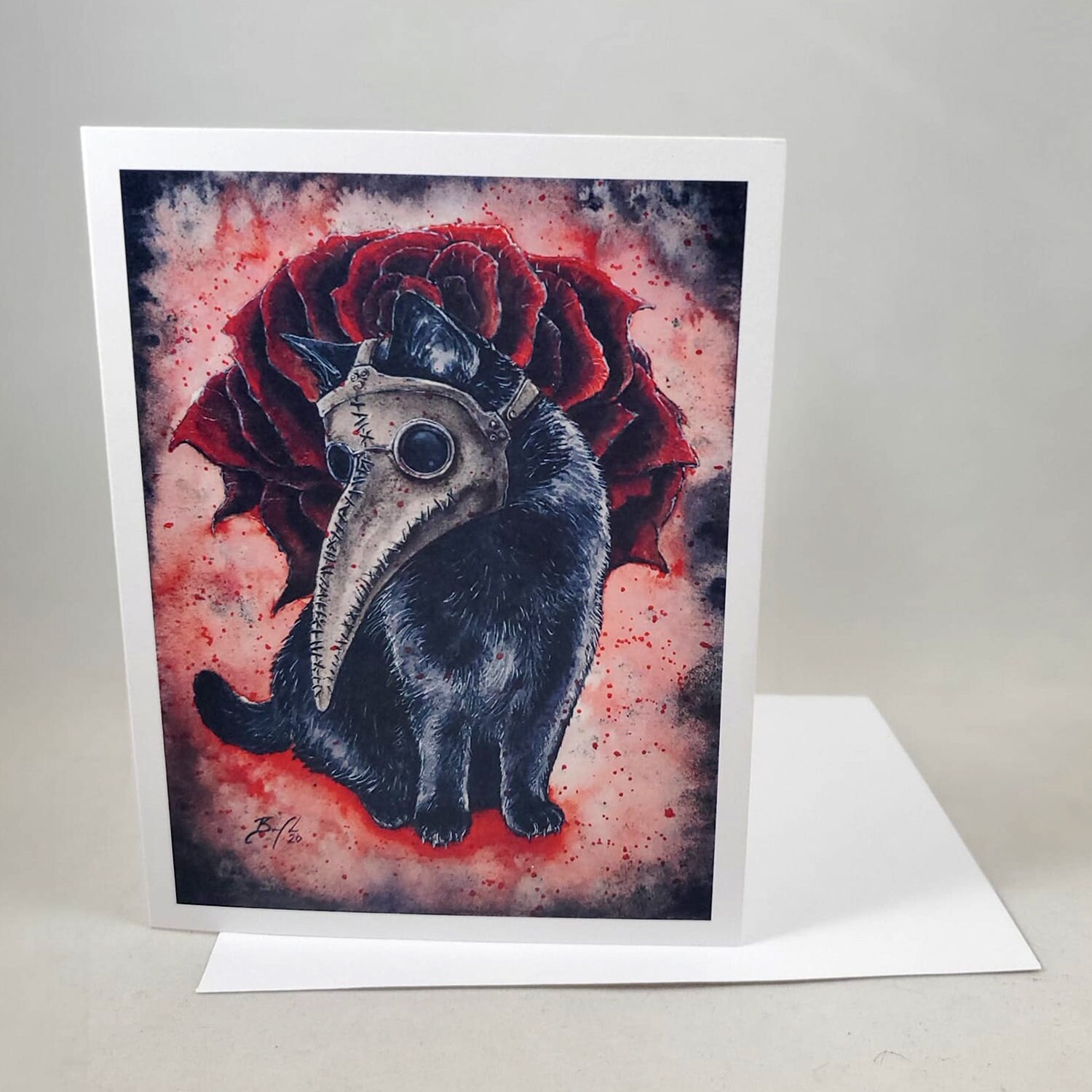 私たちは皆倒れる - 水彩画「ペスト医師の黒猫」 - Etsy 日本