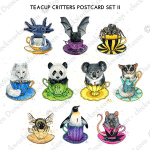 Set de cartes postales Teacup bestioles II - Cartes steampunk victorien animalier