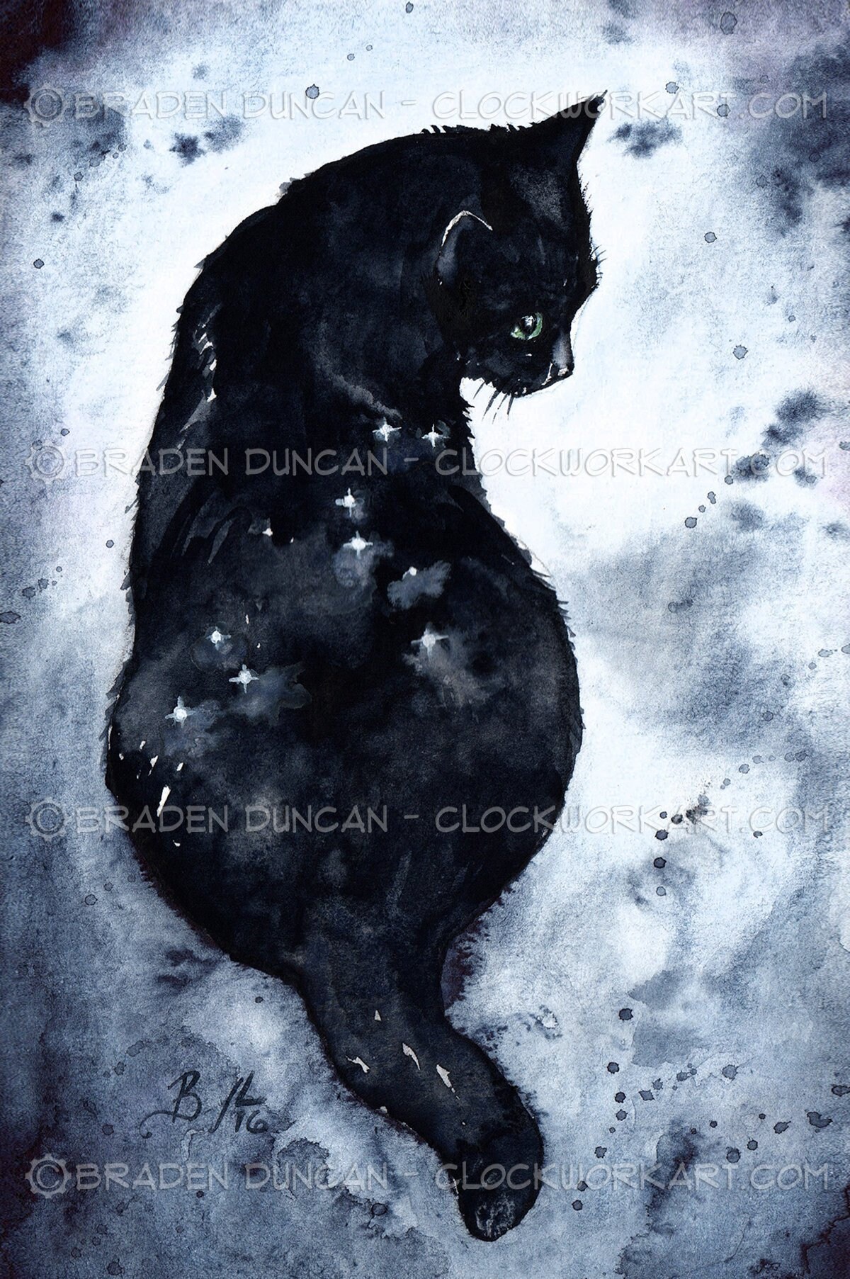 Sale Leo: Fine Art Watercolour Black Cat 8X10 Print | Etsy