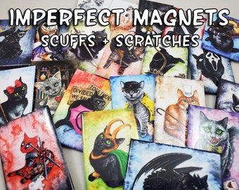 SALE! Imperfect Magnets - Scuffs & Scratches: Watercolour Black Cats