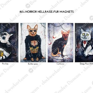 80s Horror Hellraise-fur Monster Kitten Magnets: Watercolour Black Cat