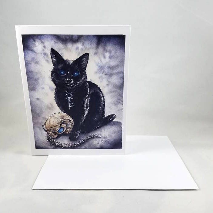 夢の子猫 - 水彩画ファンタジー黒猫プリント - Etsy 日本