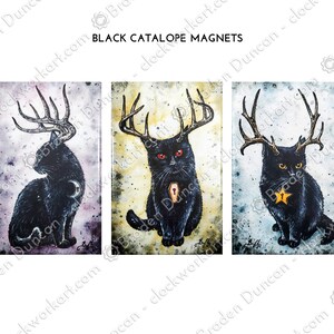 Black Catalope Magnets: Watercolour Black Cat