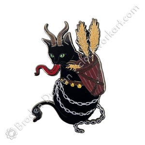 Krampuss Enamel Pin: Watercolour Holiday Black Cat Krampus