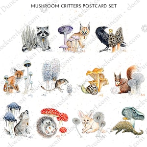 Cartes postales créatures champignons - Cartes Steampunk animalier