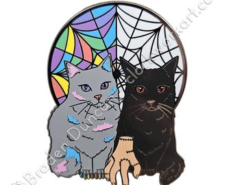 Wednesday's Cat is Full of Woe Enamel Pin: Watercolour Horror Halloween Cat