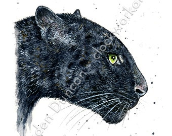 Black Leopard - Art for Charity Watercolour Wildcat Print