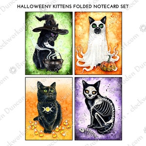 Cartes de correspondance pliées Chaton d'Halloween - Cartes d'Halloween chat noir