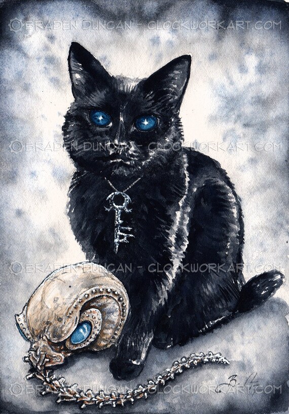 The Endless Dream Fine Art Watercolour Sandman Black Cat Etsy
