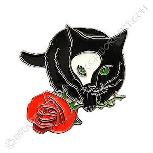 Phantom Kitten Glow in the Dark Enamel Pin: Watercolour Horror Black Cat