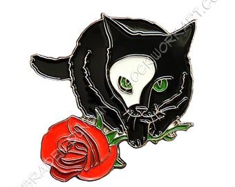 Spilla smaltata Phantom Kitten Glow in the Dark: acquerello Horror Black Cat
