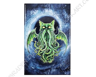 Cathulhu Magnet: Watercolour Horror Octopus Lovecraft Cat