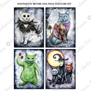 Postales de gatitos de Nightmeow Before Hiss-tmas - Tarjetas de gato negro