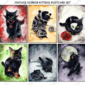 Cartoline vintage di gattini horror - Cartoline di gatti neri
