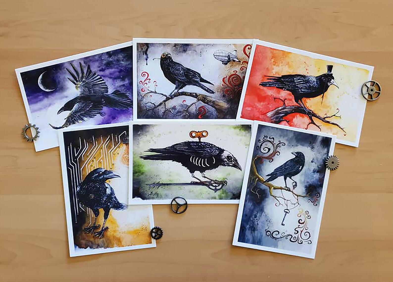 Blackbird Postcards - Raven Crow Steampunk Cards - Etsy
