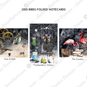 Odd Birds - Cartes de correspondance pliées, cartes de voeux Steampunk Vautour flamant rose