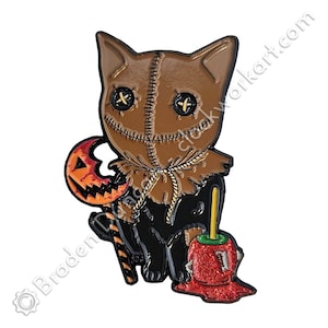 Hiss 'r Treat Enamel Pin: Watercolour Slasher Horror Black Cat