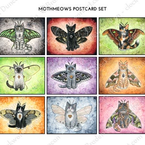Tarjetas postales de Mothmeow: tarjetas de gato polilla
