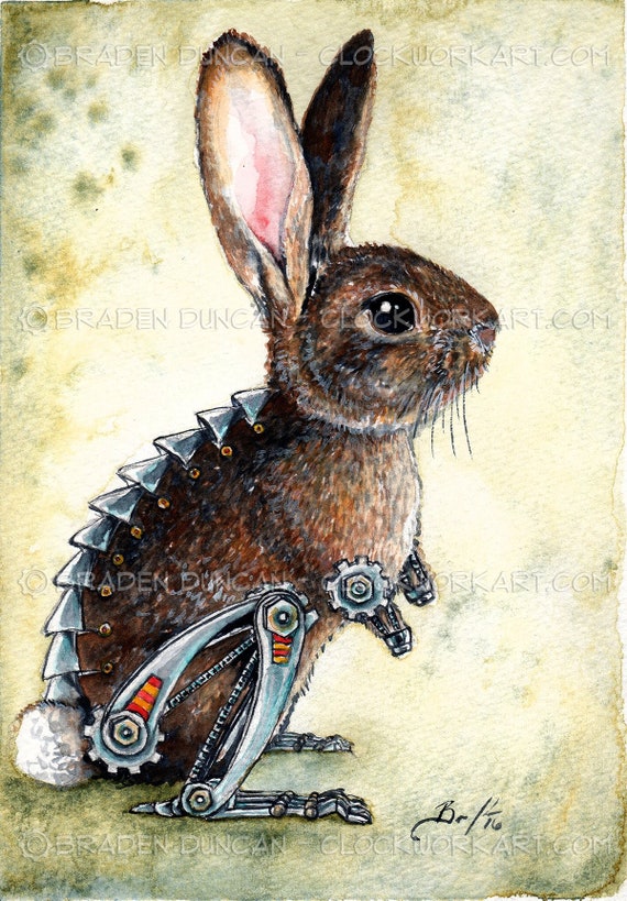 Velveteen Imperfect: Fine Art Watercolour Steampunk Bunny