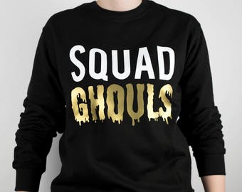 Squad Ghouls Unisex Sweatshirt Halloween Sweatshirt - Slogan - Gold - Clothing - Fashion - P102