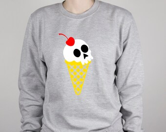 Skull Ice Cream Unisex Sweatshirt - Halloween - Rock - Gold - Clothing - Fashion - P109