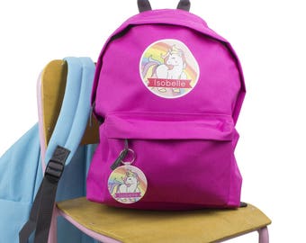 Personalised Unicorn Child's Backpack School Bag - rucksack - back to school - Keyring - Rainbow