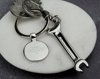 Personalised Spanner Keyring - Fathers Day - Keyring - Gift - Keychain - DIY - E07248