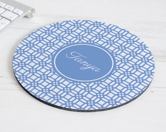 Weave Print Mouse Mat – personalised mouse pad – round mousepad – desk decor - personalized graduation gift - coworker gift - p14