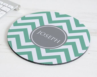 Chevron Print Mouse Mat – personalised mouse pad – round mousepad – desk accessories - personalized graduation gift - coworker gift - p08