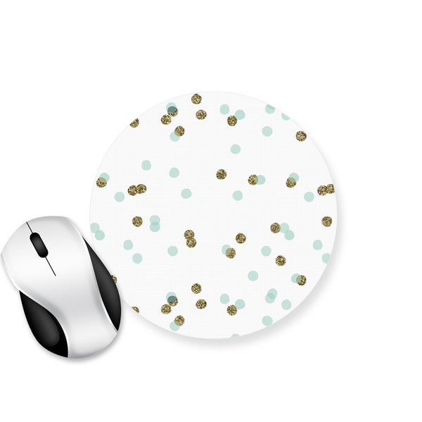 Custom Confetti Circle Mouse Pad - Mouse Mat Desk - Glitter effect polka dot spots - NCA