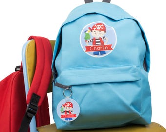 Personalised Pirate Child's Backpack School Bag - rucksack - back to school - Keyring - Parrot