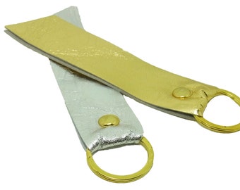 Lanyard sleutelhanger leer goud