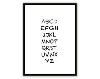 Art Print #137 black white, art, A4-A1 , to download and print yourself, ABC, letters