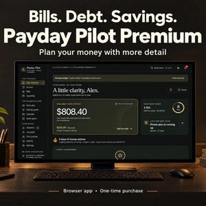 Payday Pilot Premium Budget Planner App | Bills, Debt & Savings