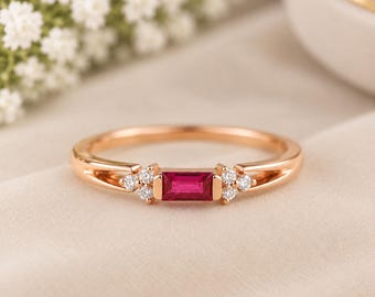Red Gemstone Ring Gold Ring Stone Statement Ring Women's Cocktail Ring Dainty Style Ring Band Delicate Design Ring
