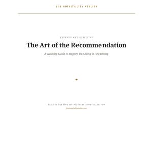 Fine Dining The Art of the Recommendation | A Working Guide to Elegant Up-Selling in Fine Dining | Restaurant SOP | Instant Download