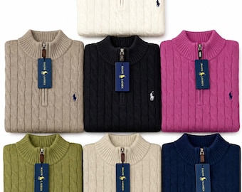 Men's Ralph Lauren cable zip neck jumper