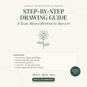 初心者向けお絵かきワークブック：30ページ印刷可能PDF、ステップバイステップの描画ガイド、7日間プラン＆30日間トラッカー