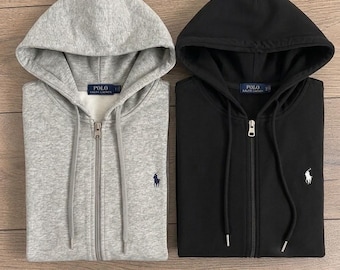 Ralph Lauren Zip Hoodie Black/Gray | LI Polo Sweatshirt Jacket with Hood Men's |